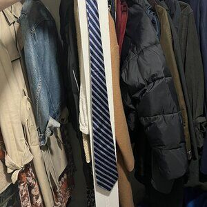 J Press Tie, Navy/Light Blue/Grey